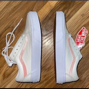 SOLD •  Vans Old Skool White & Pink Satin Sneakers 💗